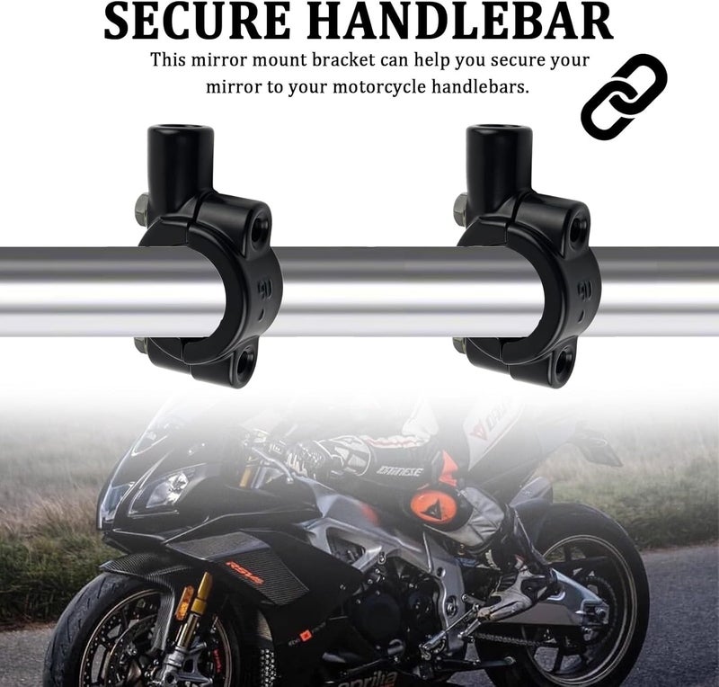 Figpade 2PCS Motorcycle Mirror for Handlebars Mount,10mm Thread Handlebar Mount for Motorcycle Rear View Mirrors,Motorcycle Side Mirror Adaptor for Bike/ATV with 7/8"Handle Bar (10mm) - Image 4